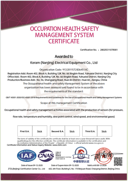 La CINA Keram (Nanjing)ELECTRICAL Equipment Co., Ltd. Certificazioni